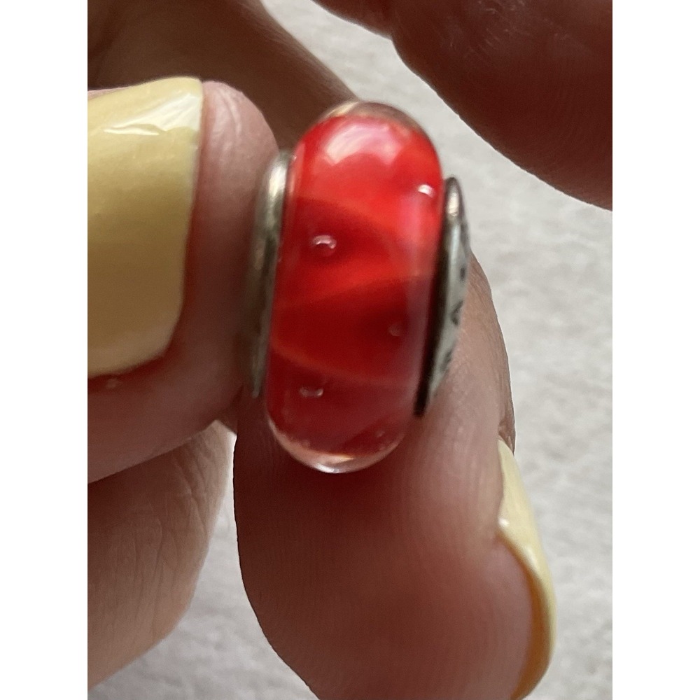 retired Pandora Coral Murano Looking Glass sterling silver Charm ALE 925